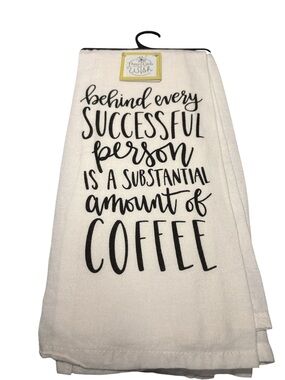 Three Girls and a Wish Funny Coffee Substantial Amount Dish Towel Set 2 NWT